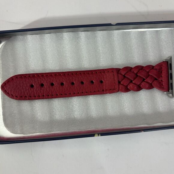 Brighton Sutton Apple Watch Band Braided Red Leather NEW w/Floral Tin Fits 38mm+ - Picture 11 of 16